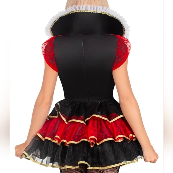 Leg Avenue Queen of Hearts Costume – Red Black Gold Dress - Picture 2 of 7
